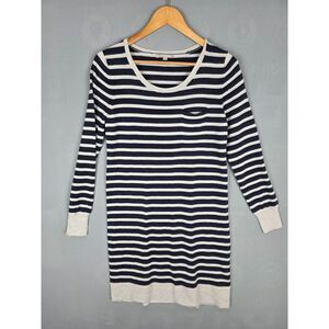 Gap Sweater Dress Wool Blend Striped Medium Tunic Nautical Thanksgiving Outfit